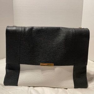 Leather Ted Baker purse - black and white with gold-tone accents